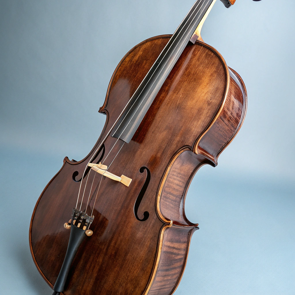 Close up of a cello being played
